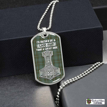 Tartan Vibes Clothing Kelly Tartan Dog Tag Necklace Viking Mjolnir Style