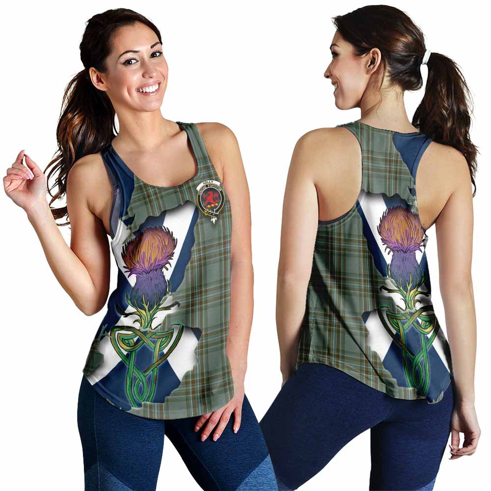 Tartan Vibes Clothing Kelly Tartan Family Crest Women's Racerback Tanks Scottish Thistle Celtic Inspired