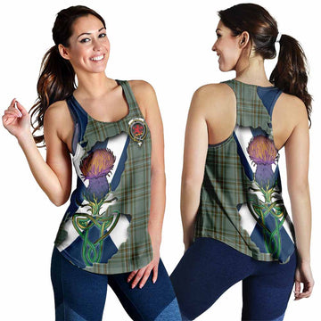 Tartan Vibes Clothing Kelly Tartan Family Crest Women's Racerback Tanks Scottish Thistle Celtic Inspired