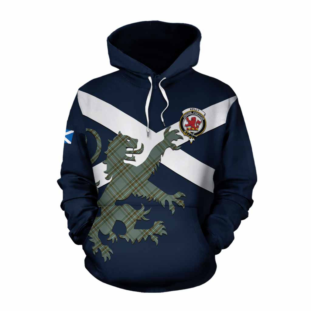 Tartan Vibes Clothing Kelly Tartan Lion Rampant Cotton Hoodie Proudly Display Your Heritage with Alba Gu Brath and Clan Name