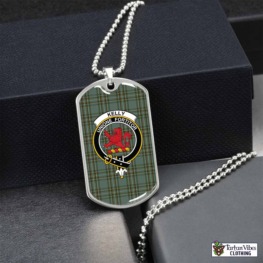 Tartan Vibes Clothing Kelly Tartan Dog Tag Necklace with Family Crest