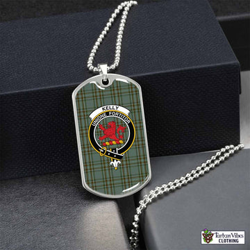 Tartan Vibes Clothing Kelly Tartan Dog Tag Necklace with Family Crest