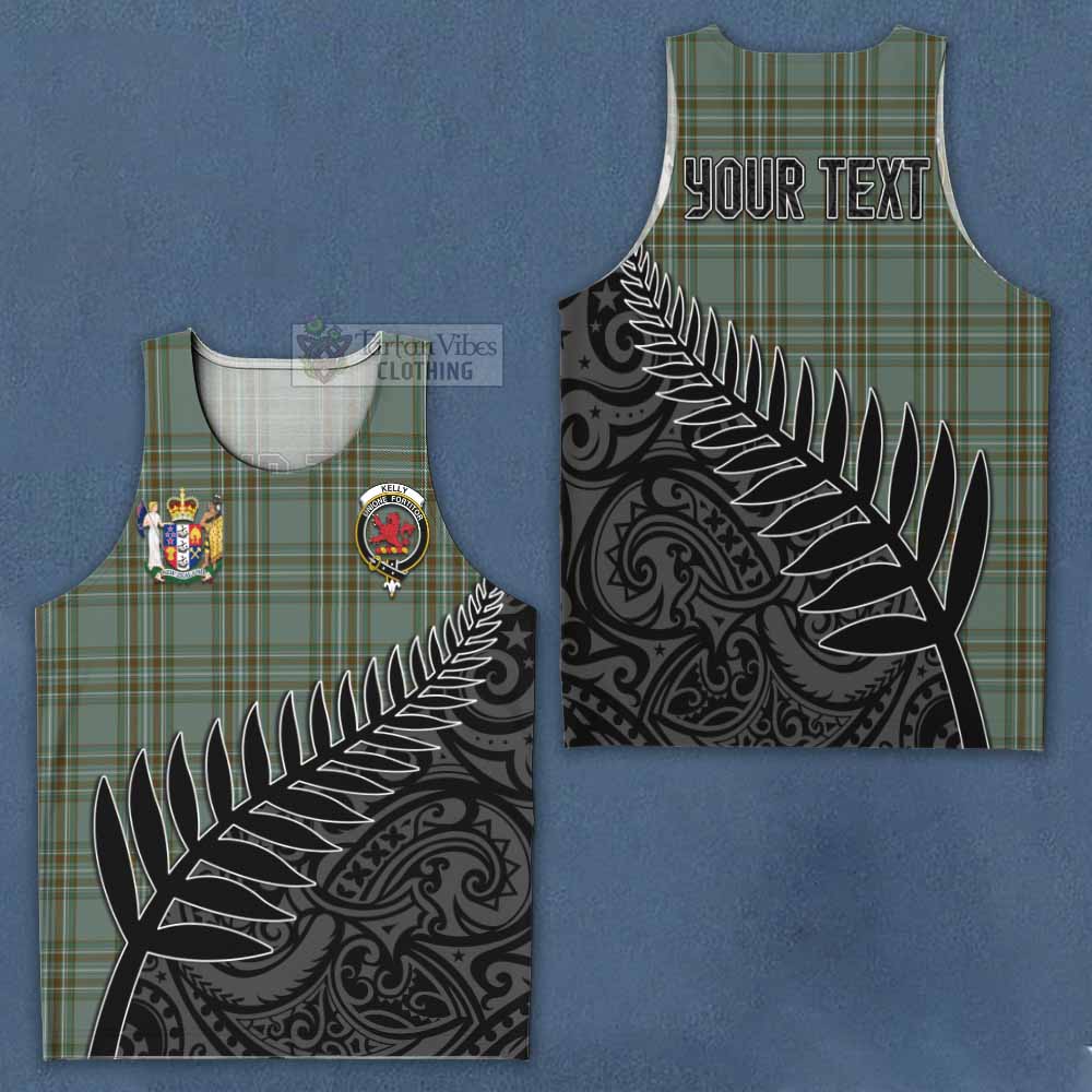 Tartan Vibes Clothing Kelly Crest Tartan Men's Tank Top with New Zealand Silver Fern Half Style