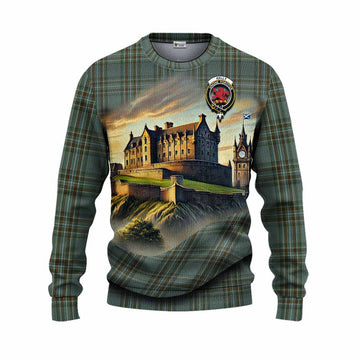 Tartan Vibes Clothing Kelly Tartan Family Crest Knitted Sweater with Scottish Ancient Castle Style