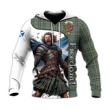 Tartan Vibes Clothing Kelly Crest Tartan Knitted Hoodie Inspired by the Freedom of Scottish Warrior