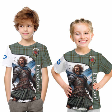 Tartan Vibes Clothing Kelly Crest Tartan Kid T-Shirt Inspired by the Freedom of Scottish Warrior