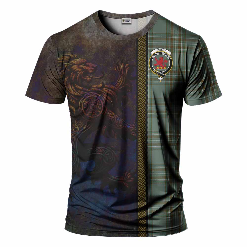 Tartan Vibes Clothing Kelly Tartan Family Crest T-Shirt Alba Gu Brath Be Brave Lion Ancient Style