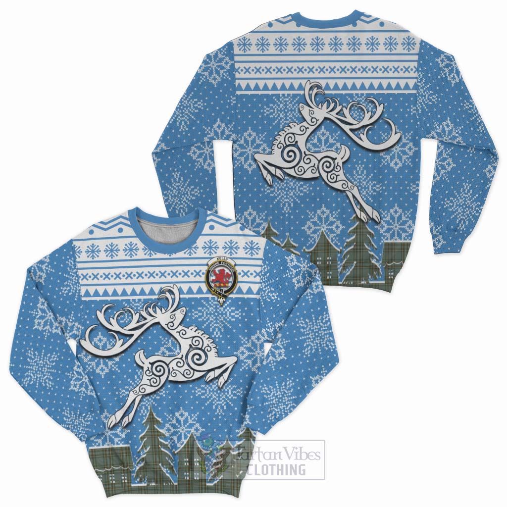 Tartan Vibes Clothing Kelly Clan Christmas Sweatshirt Celtic Reindeer Style