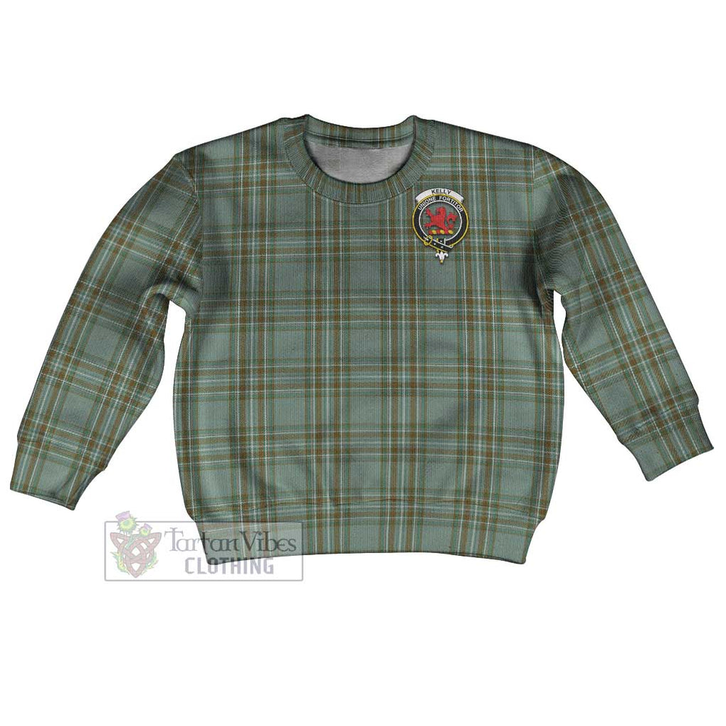 Tartan Vibes Clothing Kelly Tartan Kid Ugly Sweater with Family Crest