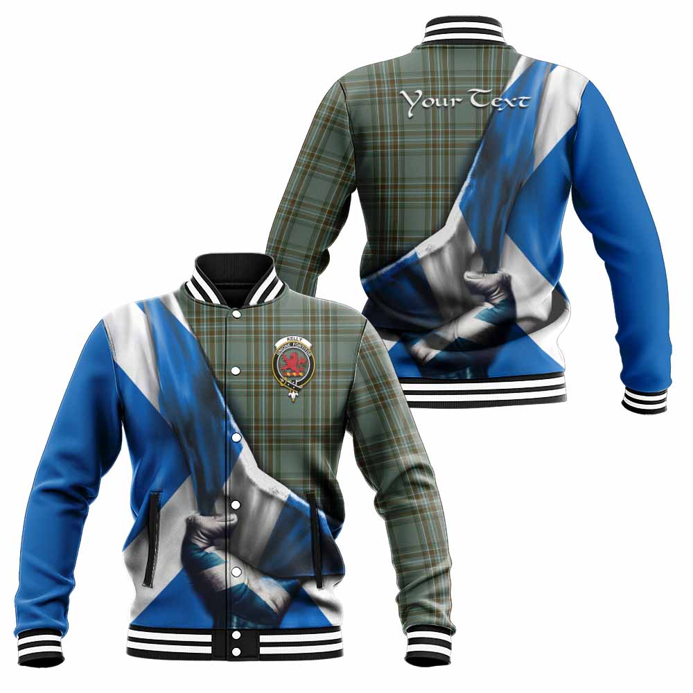 Tartan Vibes Clothing Kelly Tartan Baseball Jacket with Family Crest Scotland Patriotic Style