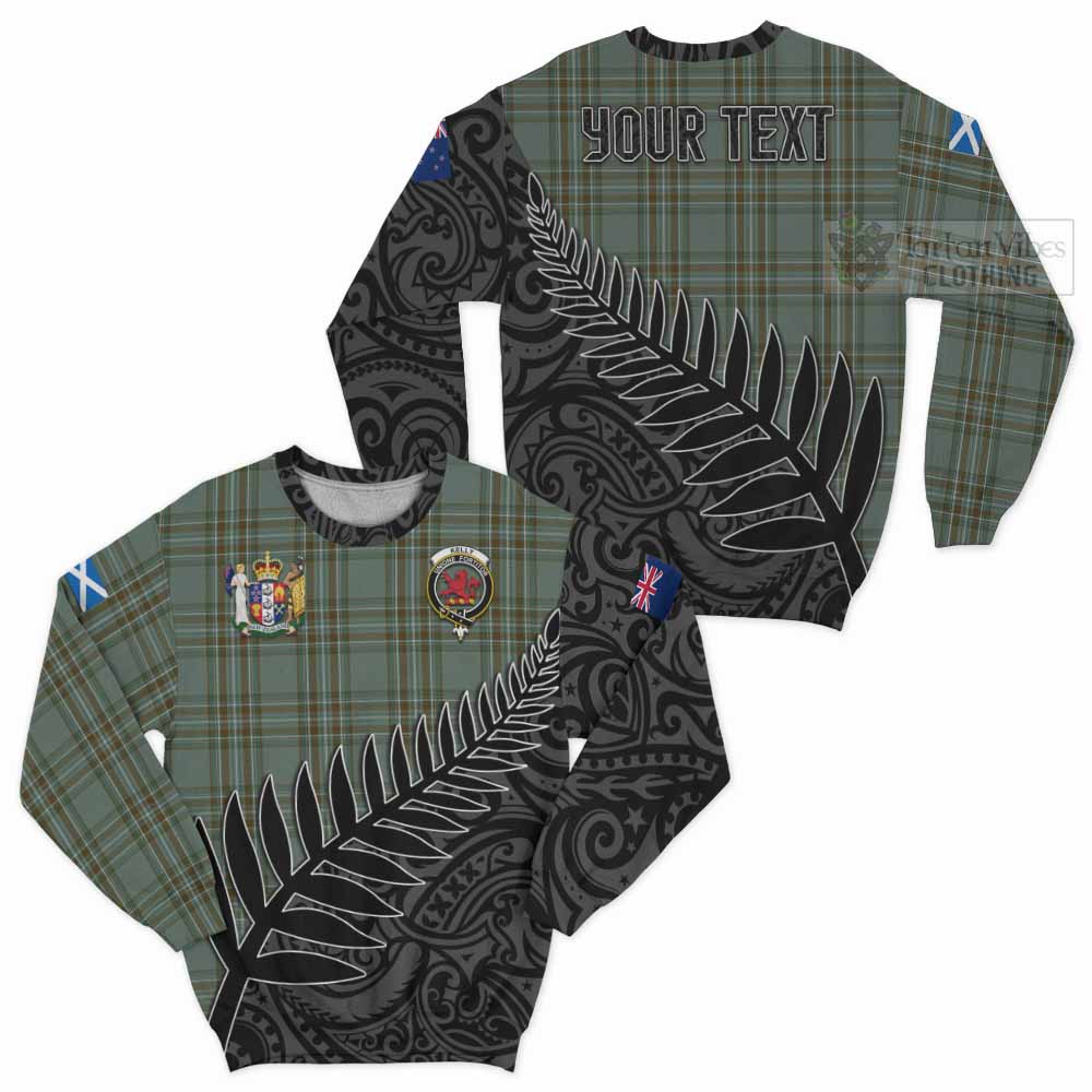 Tartan Vibes Clothing Kelly Crest Tartan Sweatshirt with New Zealand Silver Fern Half Style