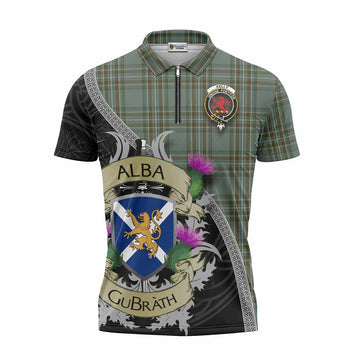 Tartan Vibes Clothing Kelly Tartan Family Crest Zipper Polo Shirt Lion Rampant Royal Thistle Shield Celtic Inspired