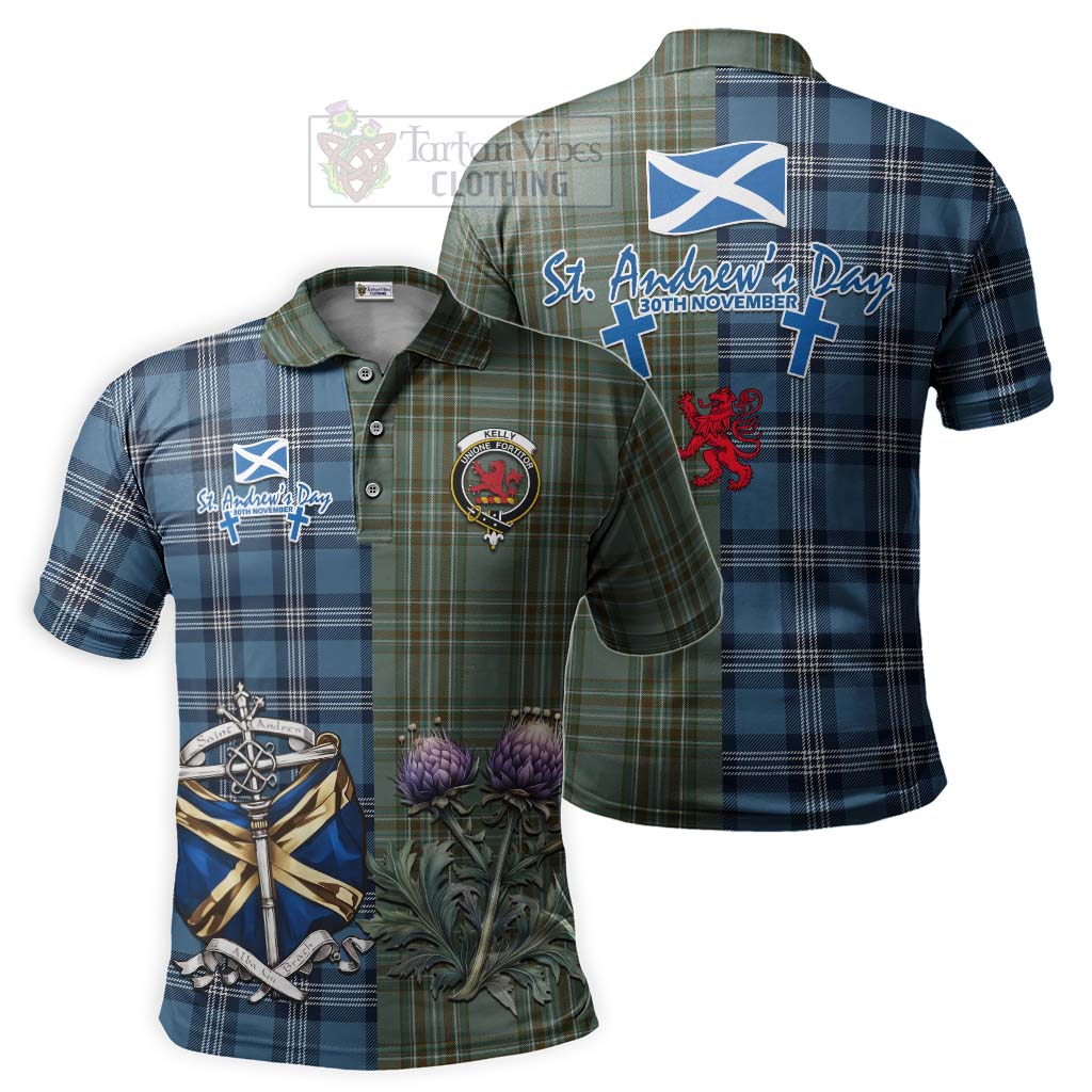 Tartan Vibes Clothing Kelly Tartan Polo Shirt Happy St. Andrew's Day Half Tartan Style