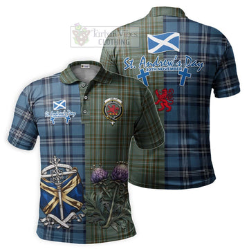 Tartan Vibes Clothing Kelly Tartan Polo Shirt Happy St. Andrew's Day Half Tartan Style