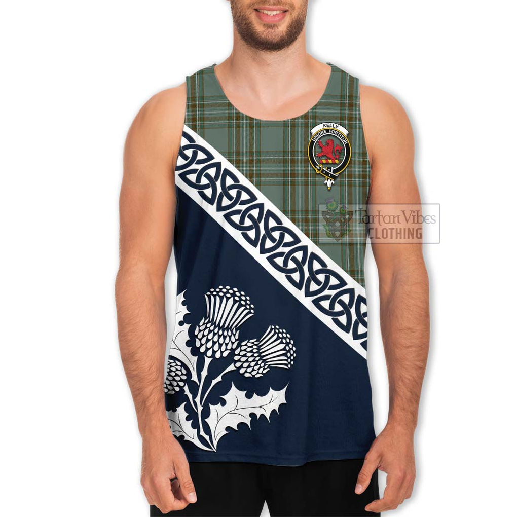 Tartan Vibes Clothing Kelly Tartan Men's Tank Top Featuring Thistle and Scotland Map