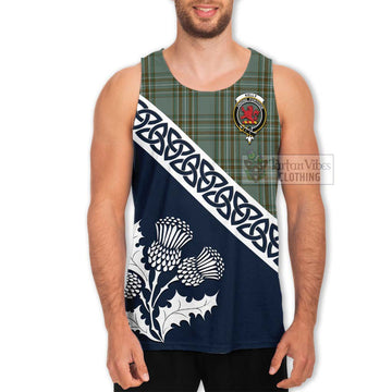 Tartan Vibes Clothing Kelly Tartan Men's Tank Top Featuring Thistle and Scotland Map