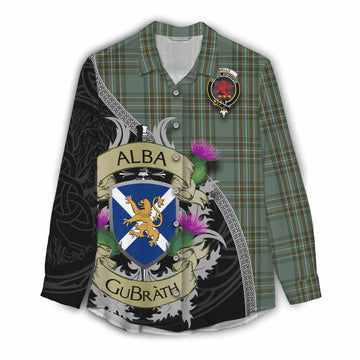 Tartan Vibes Clothing Kelly Tartan Family Crest Women's Casual Shirt Lion Rampant Royal Thistle Shield Celtic Inspired