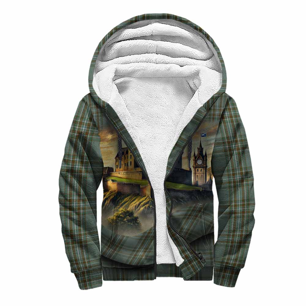 Tartan Vibes Clothing Kelly Tartan Family Crest Sherpa Hoodie with Scottish Ancient Castle Style