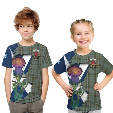 Tartan Vibes Clothing Kelly Tartan Family Crest Kid T-Shirt Scottish Thistle Celtic Inspired