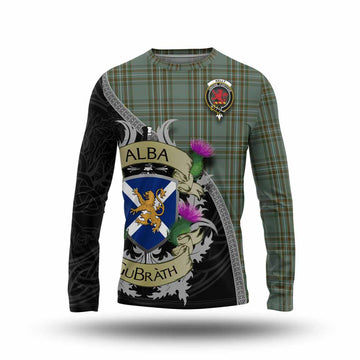 Tartan Vibes Clothing Kelly Tartan Family Crest Long Sleeve T-Shirt Lion Rampant Royal Thistle Shield Celtic Inspired