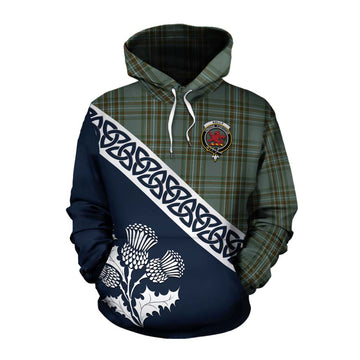 Tartan Vibes Clothing Kelly Tartan Cotton Hoodie Featuring Thistle and Scotland Map