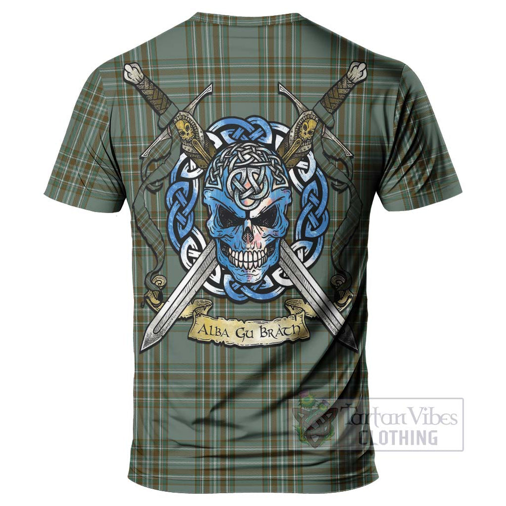 Tartan Vibes Clothing Kelly Tartan T-Shirt with Family Crest Celtic Skull Style