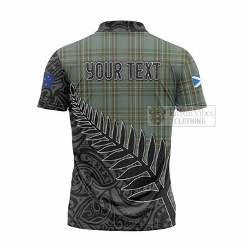 Tartan Vibes Clothing Kelly Crest Tartan Zipper Polo Shirt with New Zealand Silver Fern Half Style