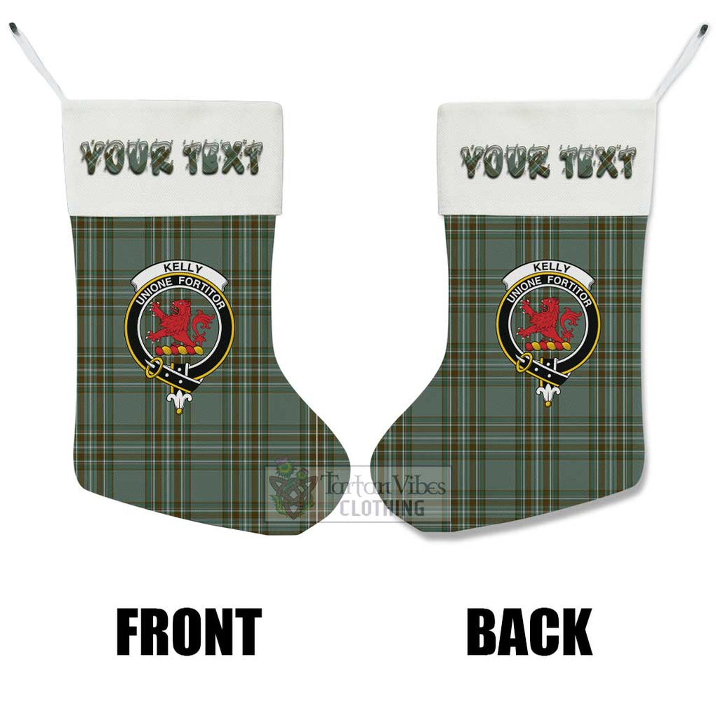 Tartan Vibes Clothing Kelly Tartan Family Crest Christmas Stocking with Personalized Text