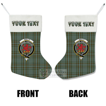 Tartan Vibes Clothing Kelly Tartan Family Crest Christmas Stocking with Personalized Text