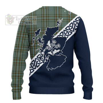 Tartan Vibes Clothing Kelly Tartan Knitted Sweater Featuring Thistle and Scotland Map