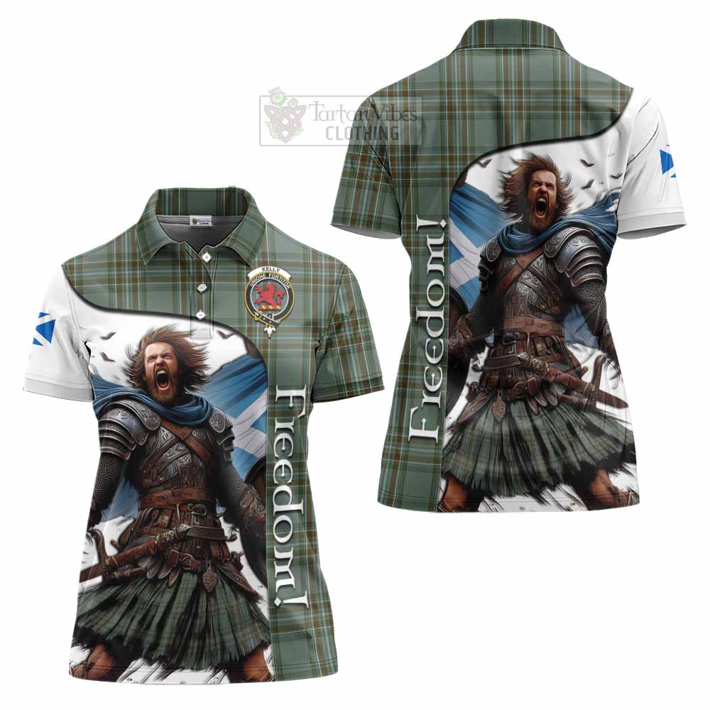 Tartan Vibes Clothing Kelly Crest Tartan Women's Polo Shirt Inspired by the Freedom of Scottish Warrior