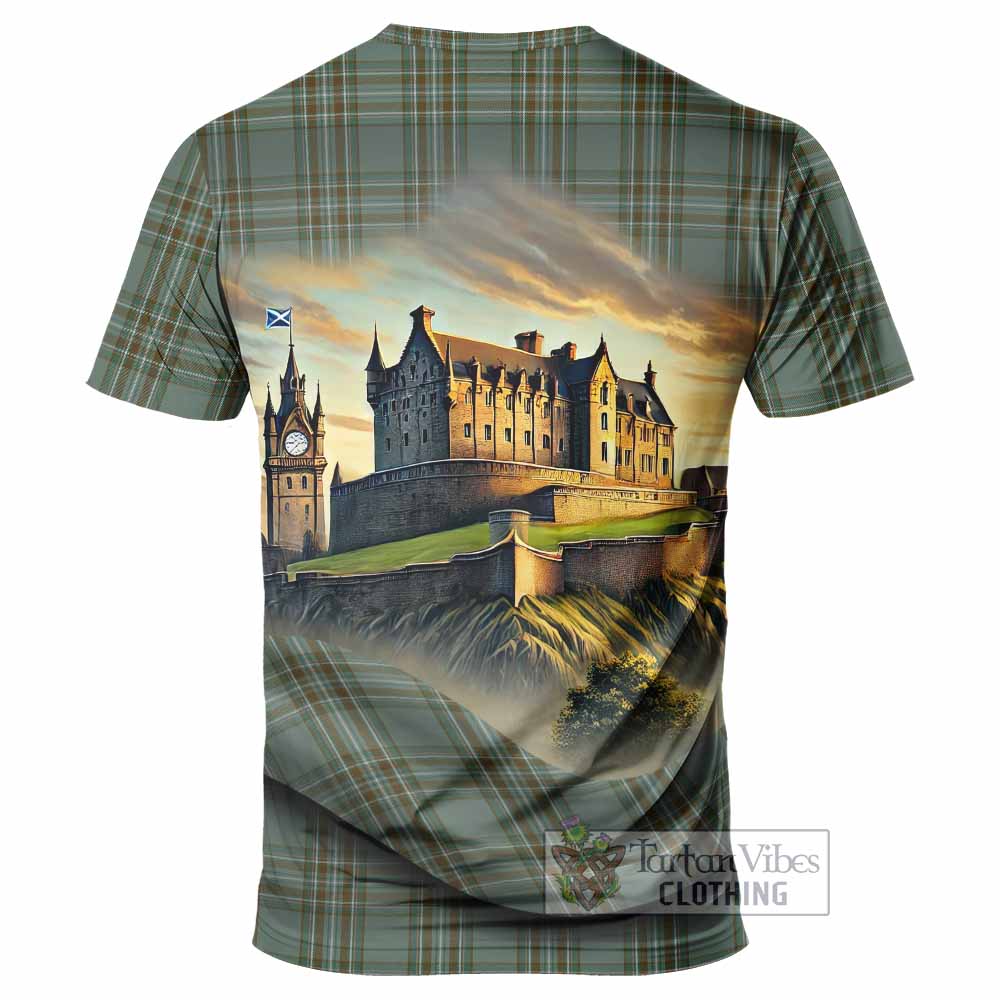 Tartan Vibes Clothing Kelly Tartan Family Crest T-Shirt with Scottish Ancient Castle Stype