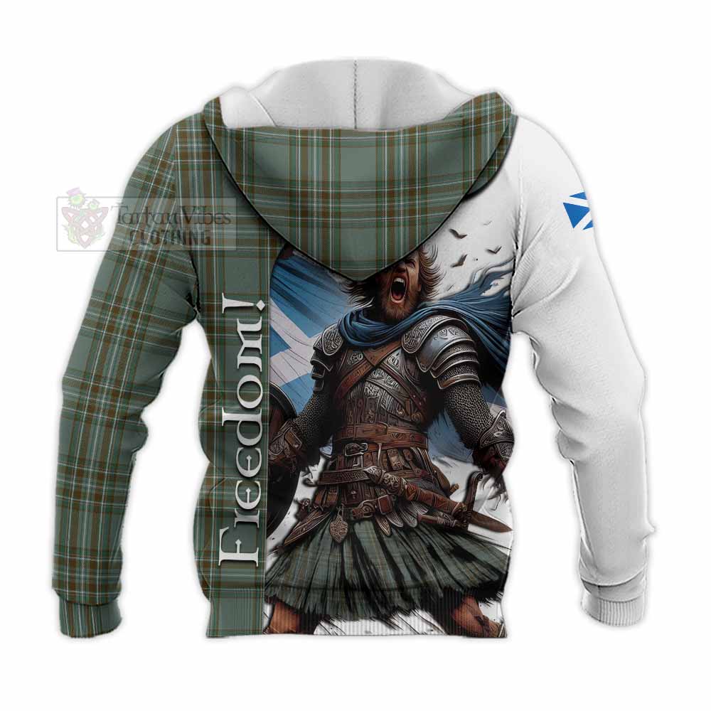 Tartan Vibes Clothing Kelly Crest Tartan Knitted Hoodie Inspired by the Freedom of Scottish Warrior