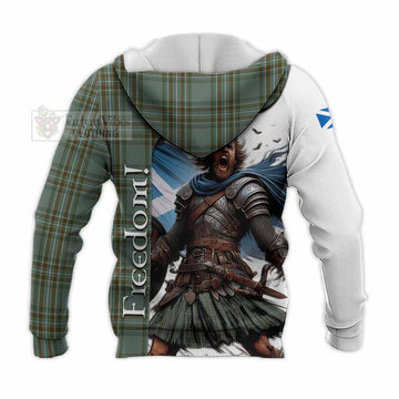 Tartan Vibes Clothing Kelly Crest Tartan Knitted Hoodie Inspired by the Freedom of Scottish Warrior