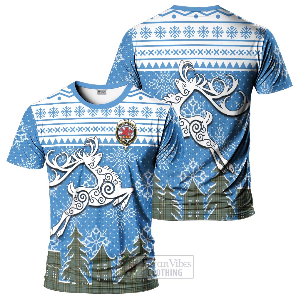 Tartan Vibes Clothing Kelly Clan Christmas T-Shirt Celtic Reindeer Style
