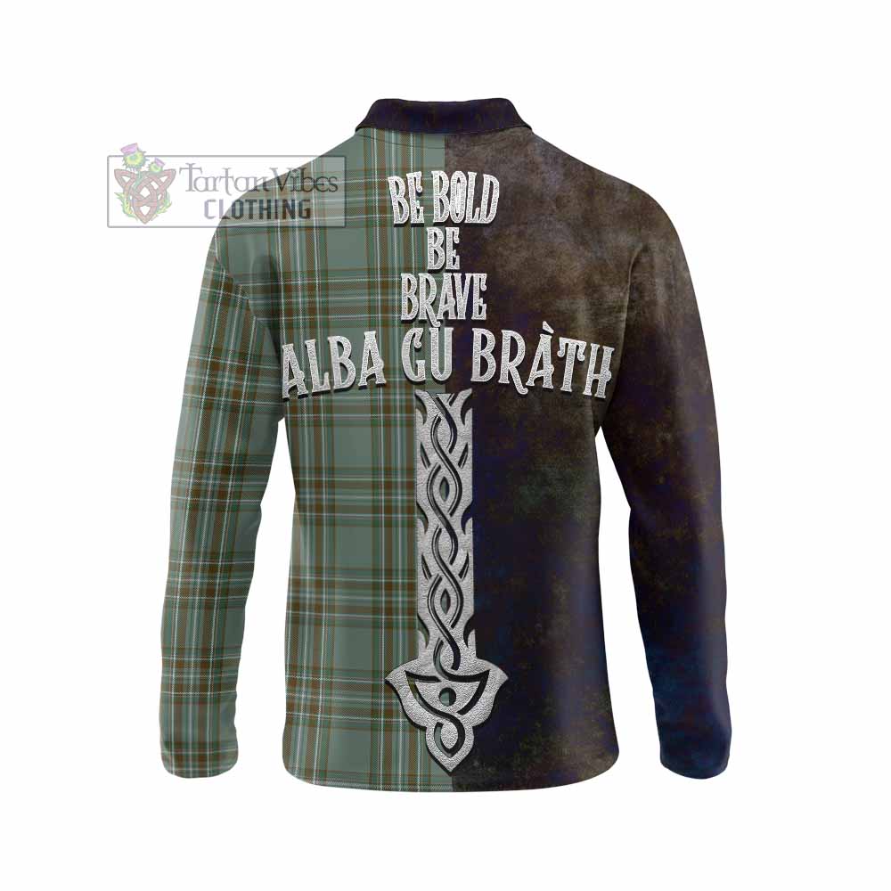 Tartan Vibes Clothing Kelly Tartan Family Crest Long Sleeve Polo Shirt Alba Gu Brath Be Brave Lion Ancient Style