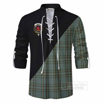 Tartan Vibes Clothing Kelly Tartan Ghillie Kilt Shirt with Family Crest and Military Logo Style