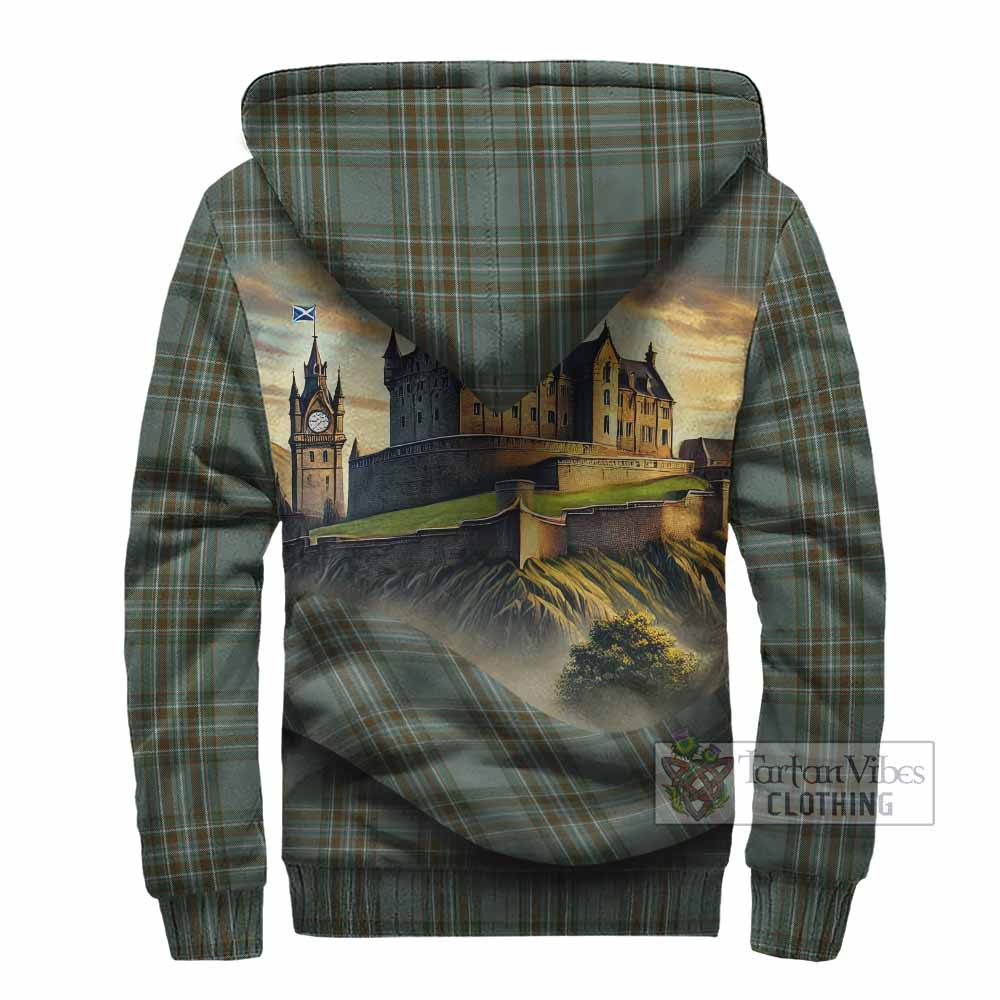 Tartan Vibes Clothing Kelly Tartan Family Crest Sherpa Hoodie with Scottish Ancient Castle Style