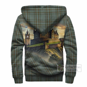 Tartan Vibes Clothing Kelly Tartan Family Crest Sherpa Hoodie with Scottish Ancient Castle Style