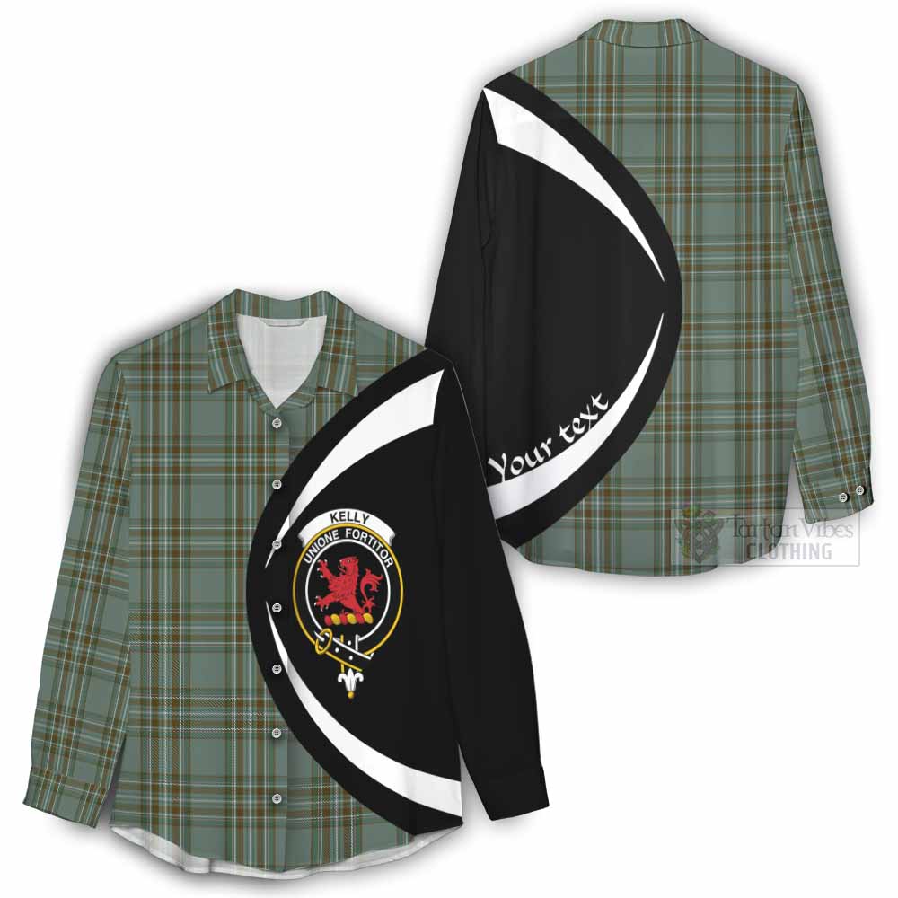 Tartan Vibes Clothing Kelly Tartan Women's Casual Shirt with Family Crest Circle Style