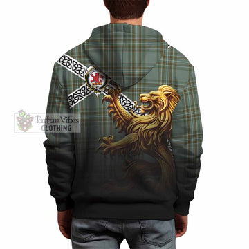 Tartan Vibes Clothing Kelly Crest Tartan Hoodie with Golden Lion Emblem Celtic Style