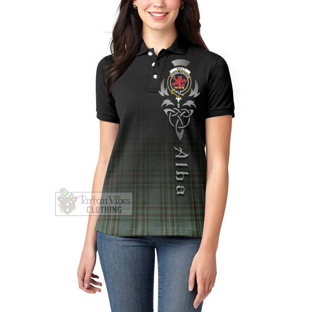 Tartan Vibes Clothing Kelly Tartan Women's Polo Shirt Featuring Alba Gu Brath Family Crest Celtic Inspired