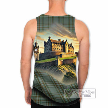 Tartan Vibes Clothing Kelly Tartan Family Crest Men's Tank Top with Scottish Ancient Castle Style