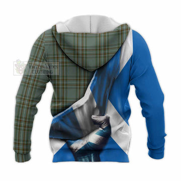 Tartan Vibes Clothing Kelly Tartan Knitted Hoodie with Family Crest Scotland Patriotic Style