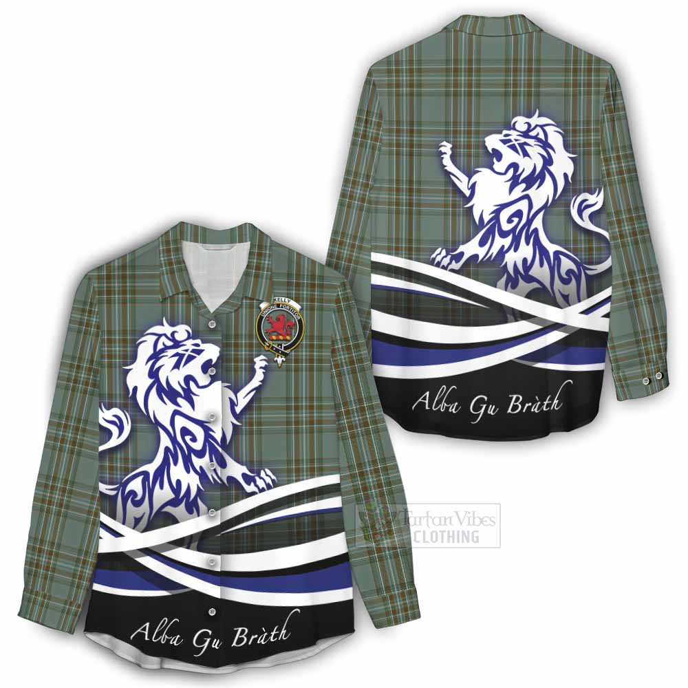 Tartan Vibes Clothing Kelly Tartan Women's Casual Shirt with Alba Gu Brath Regal Lion Emblem