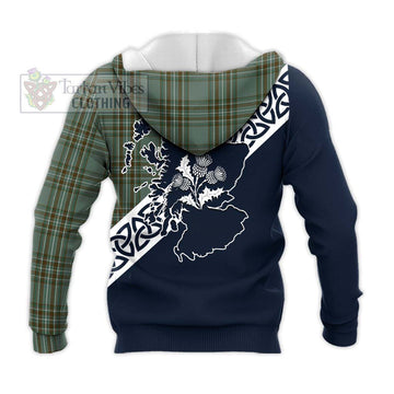 Tartan Vibes Clothing Kelly Tartan Knitted Hoodie Featuring Thistle and Scotland Map