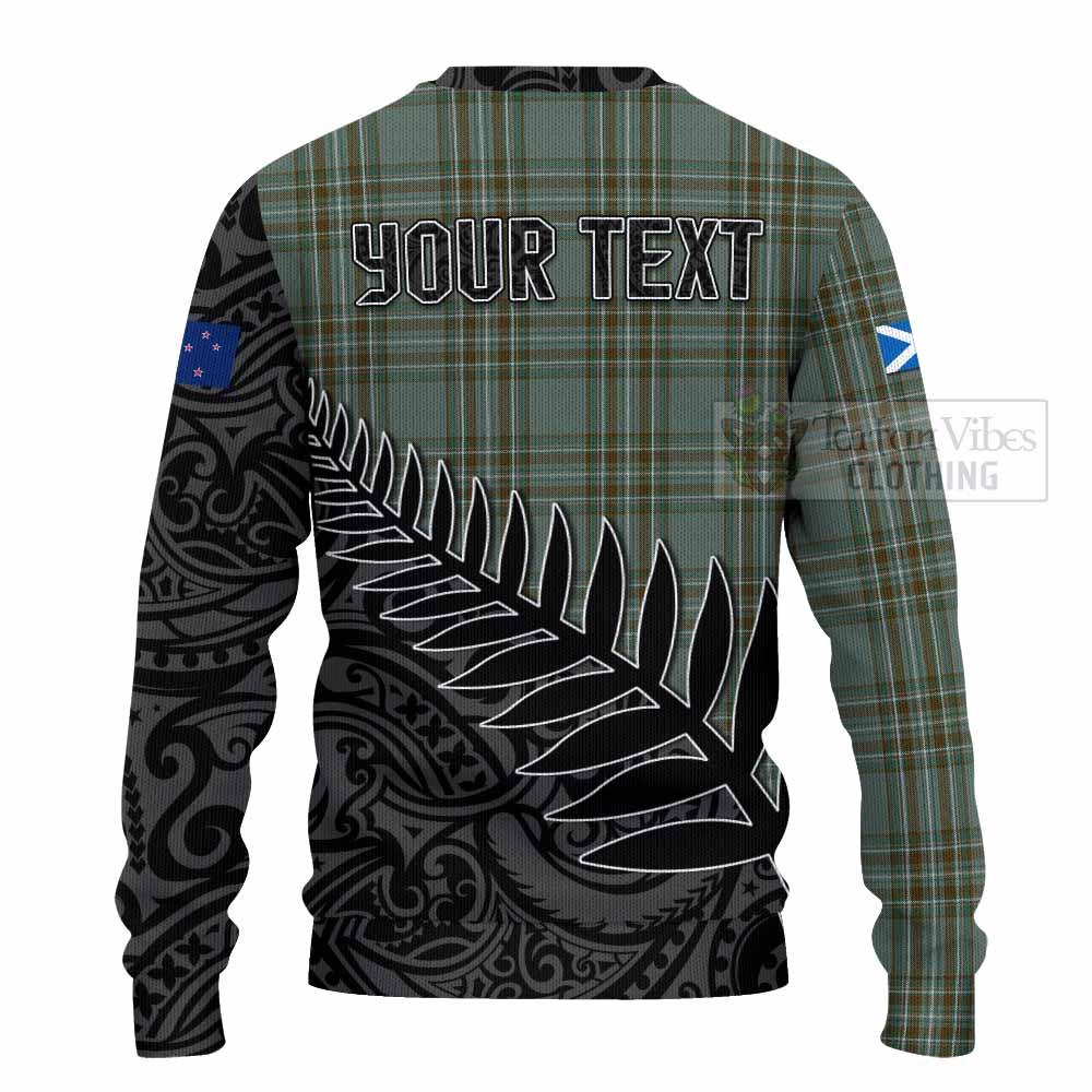Tartan Vibes Clothing Kelly Crest Tartan Knitted Sweater with New Zealand Silver Fern Half Style