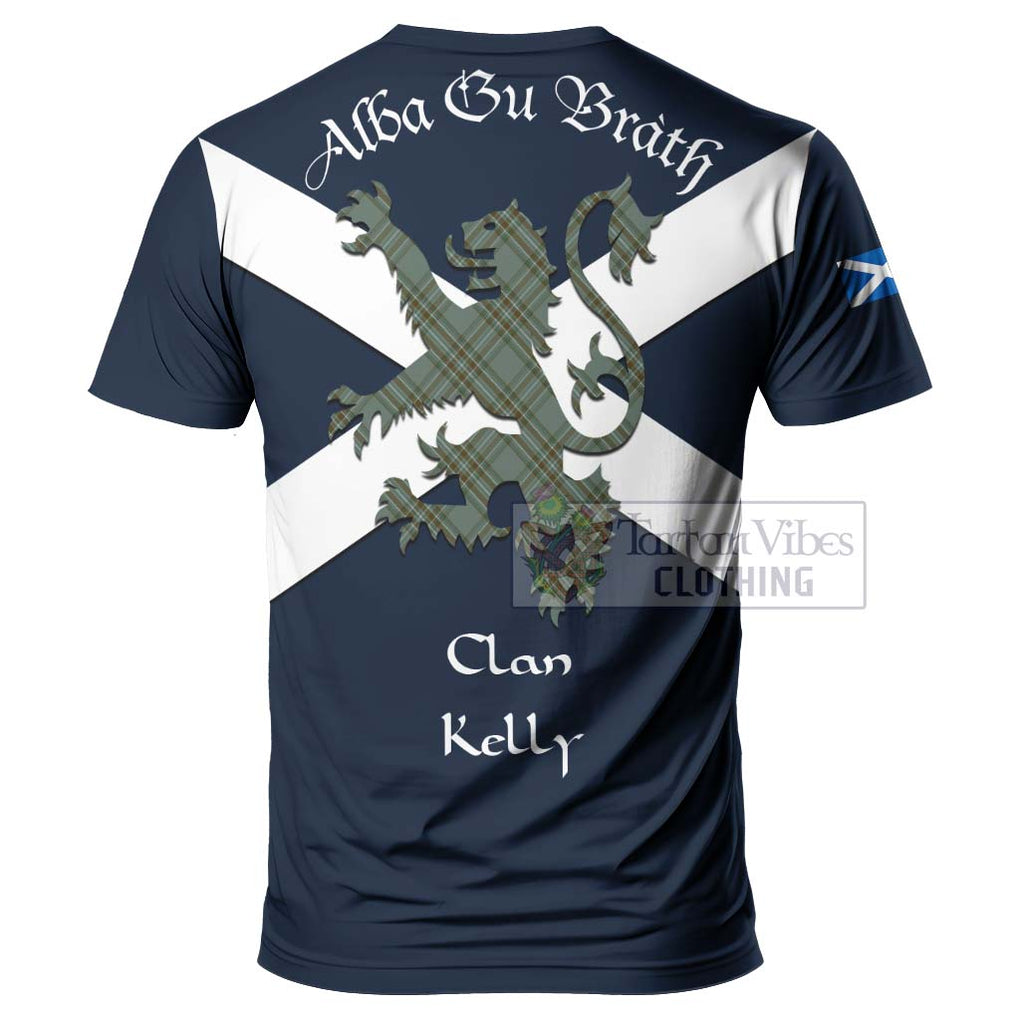 Tartan Vibes Clothing Kelly Tartan Lion Rampant T-Shirt – Proudly Display Your Heritage with Alba Gu Brath and Clan Name