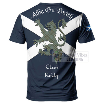 Tartan Vibes Clothing Kelly Tartan Lion Rampant T-Shirt – Proudly Display Your Heritage with Alba Gu Brath and Clan Name