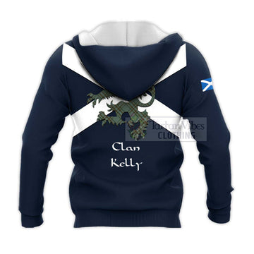 Tartan Vibes Clothing Kelly Tartan Lion Rampant Knitted Hoodie – Proudly Display Your Heritage with Alba Gu Brath and Clan Name